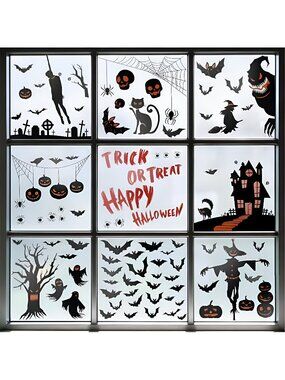 9 Sheets Halloween Window Clings, Window Stickers Horror Decals for Halloween